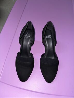 Eileen Fisher Black Pointed D'Orsay Heels